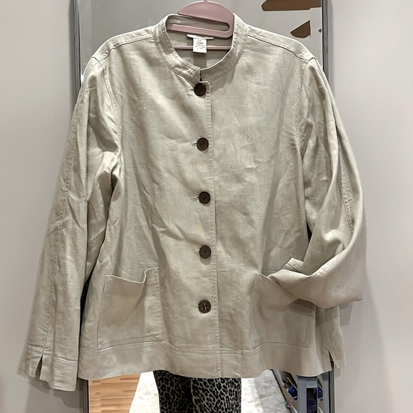 NWOT Appleseed Petites linen jacket 12P linen/rayon blend- unstructured fit - Picture 1 of 4